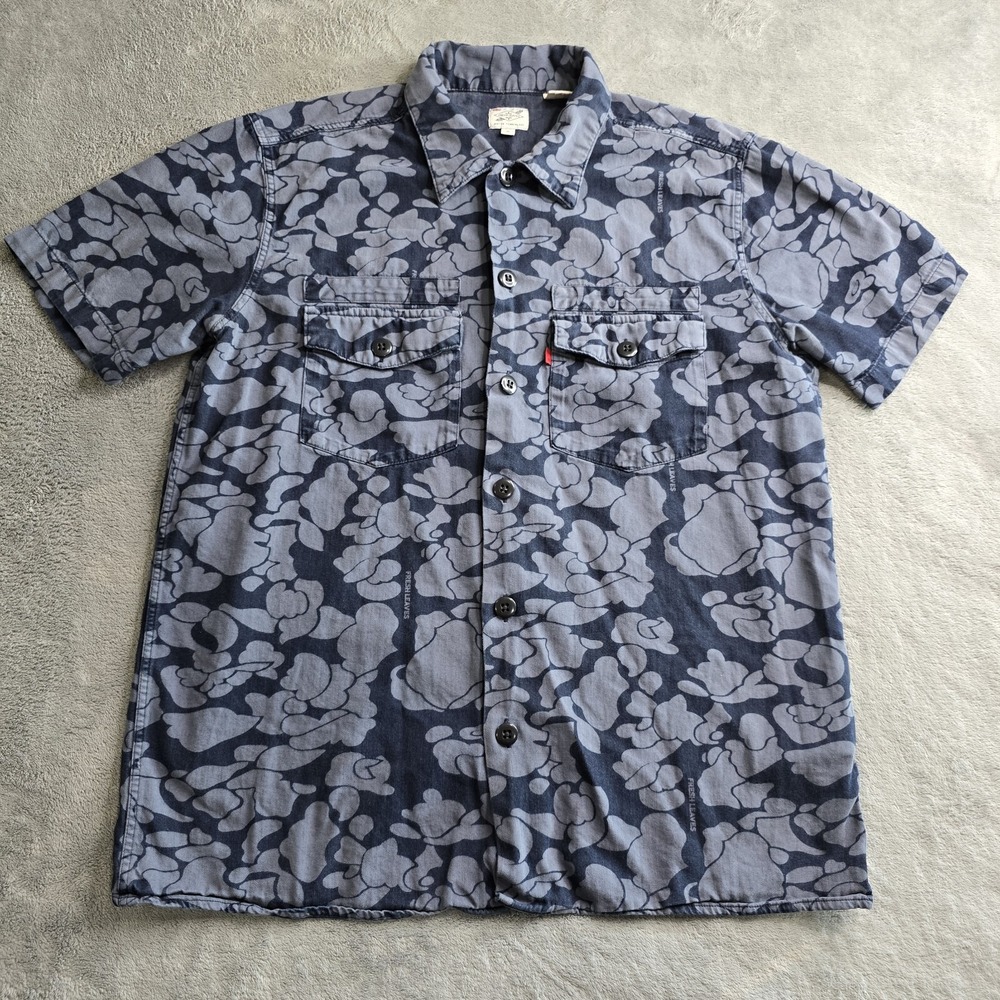 Levis x Justin Timberlake Fresh Leaves S/S Shirt Camo Navy Floral Mens Medium